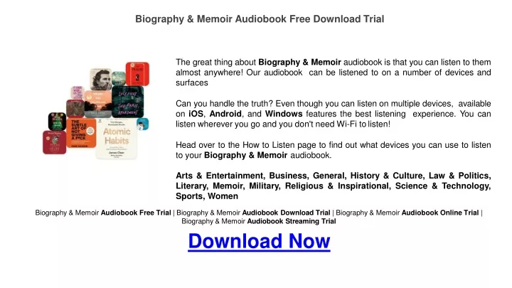 biography memoir audiobook free download trial