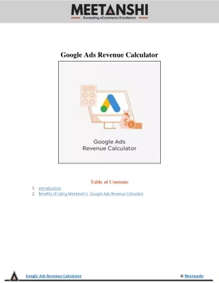 google ads revenue calculator table of contents
