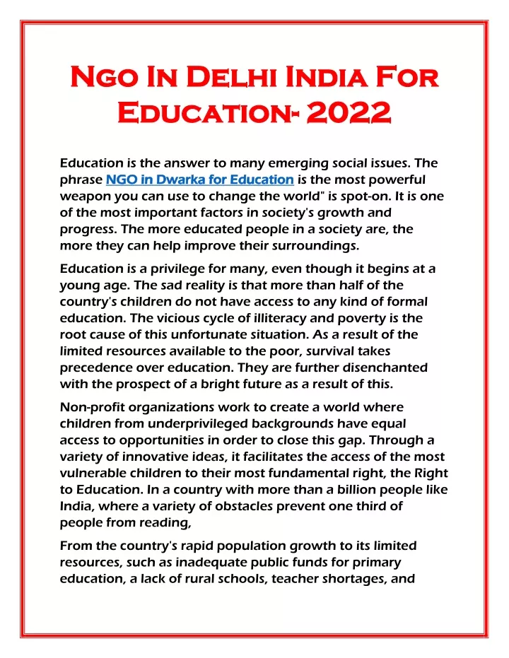ngo ngo i in education education 2022