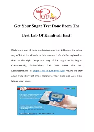 Sugar Test in Kandivali East Call-8530493520