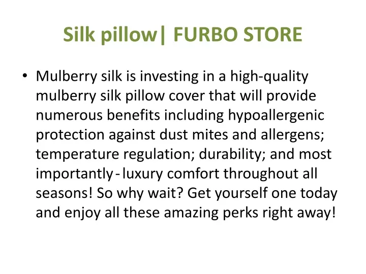 silk pillow furbo store