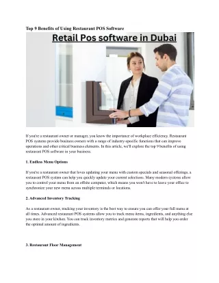 top 9 benefits of using restaurant pos software