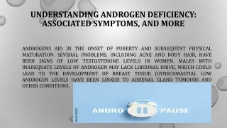 Understanding androgen deficiency