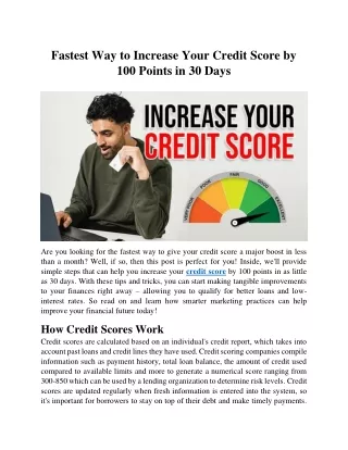 fastest way to increase your credit score
