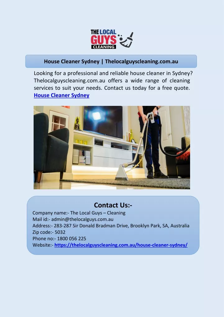 house cleaner sydney thelocalguyscleaning com au