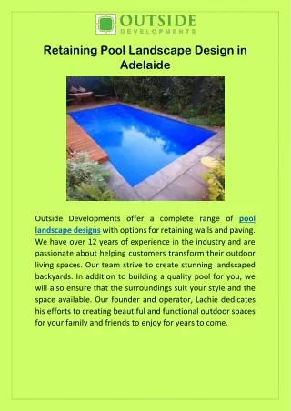 Retaining Pool Landscape Design in Adelaide