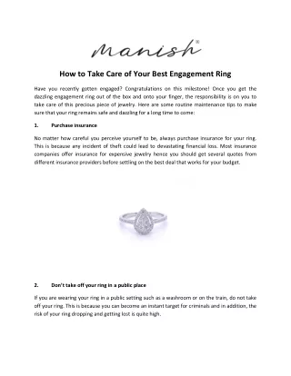 How to Take Care of Your Best Engagement Ring