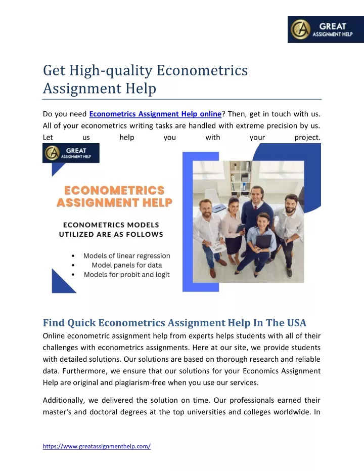 get high quality econometrics assignment help