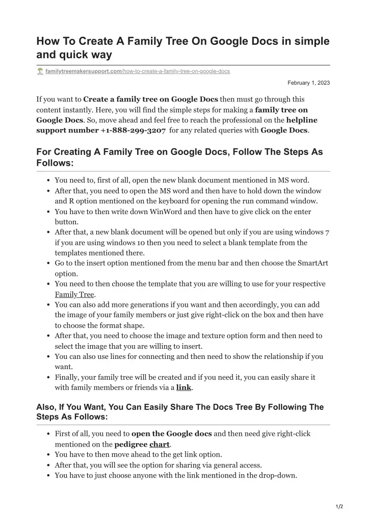 how to create a family tree on google docs