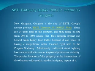 sbtl gateway ddjay plots in sector 95 gurgaon