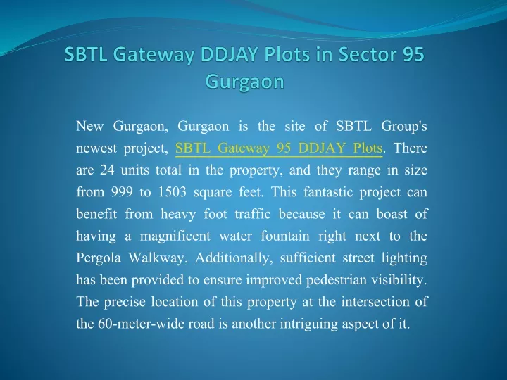 sbtl gateway ddjay plots in sector 95 gurgaon