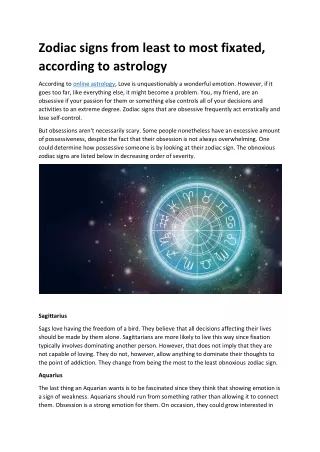 zodiac signs from least to most fixated according