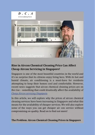 Rise in Aircon Chemical Cleaning Price Can Affect Cheap Aircon Servicing in Singapore