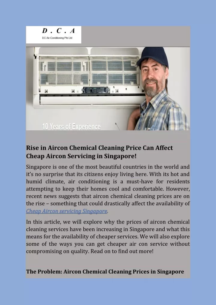 rise in aircon chemical cleaning price can affect