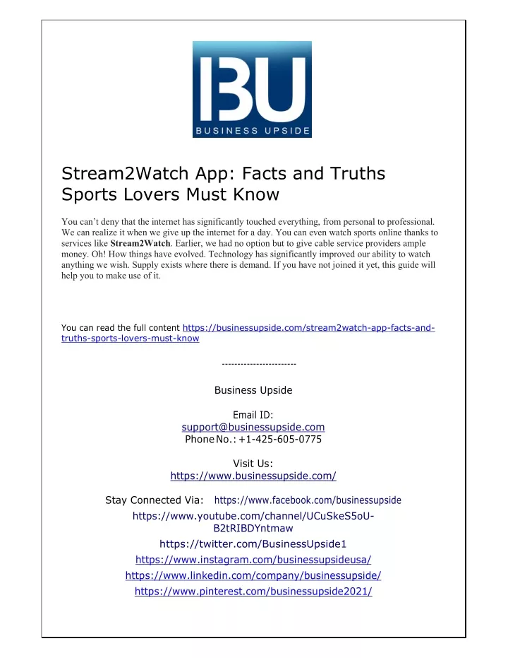 stream2watch app facts and truths sports lovers