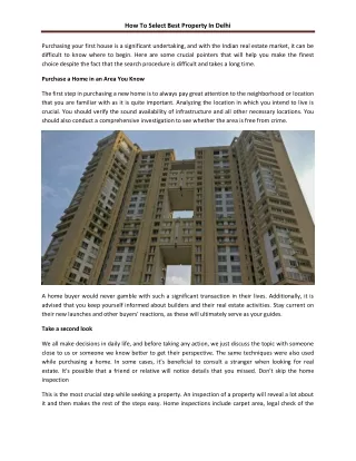 how to select best property in delhi