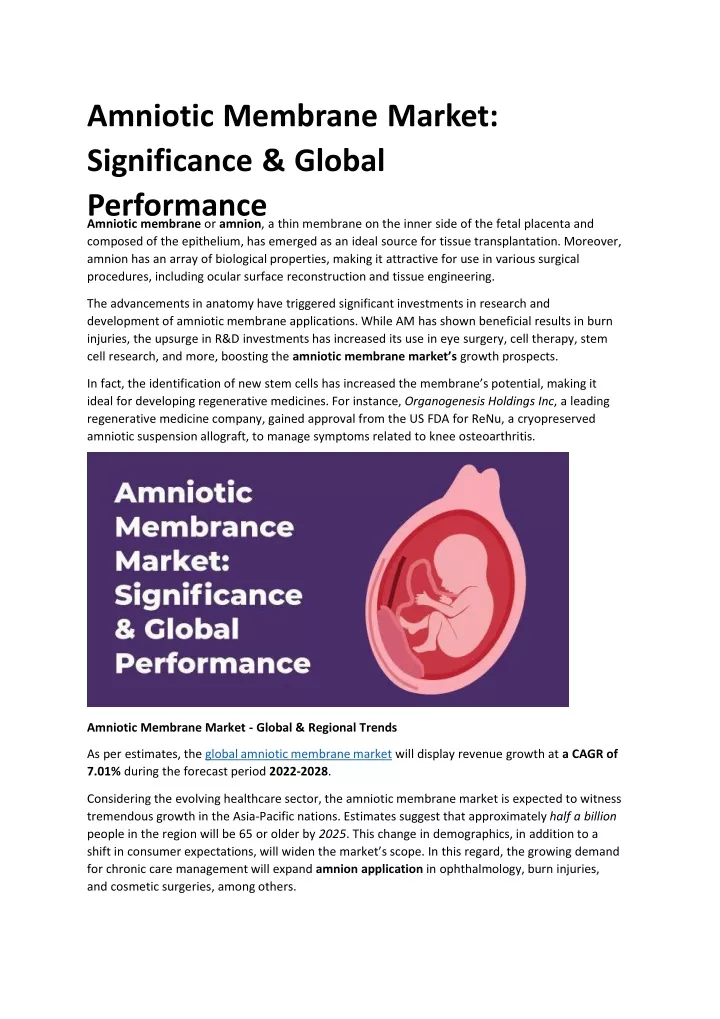 amniotic membrane market significance global