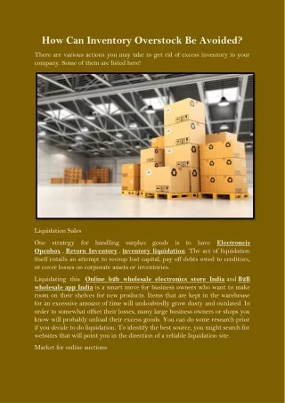 how can inventory overstock be avoided