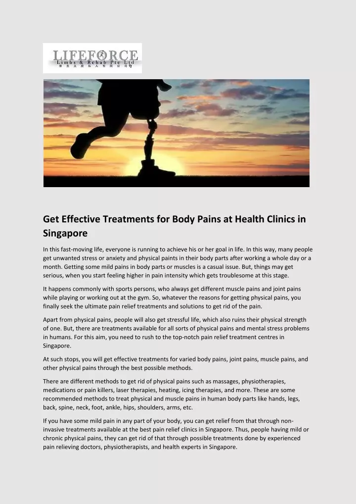 get effective treatments for body pains at health