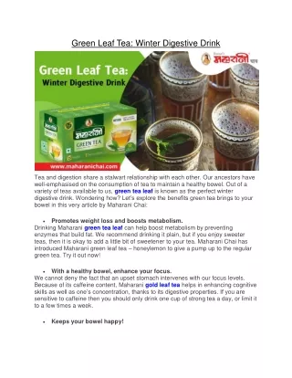 Green Leaf Tea Winter Digestive Drink