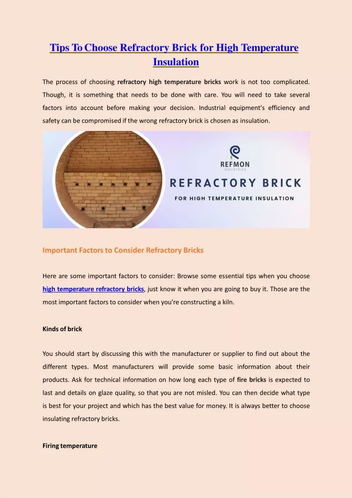 tips to choose refractory brick for high