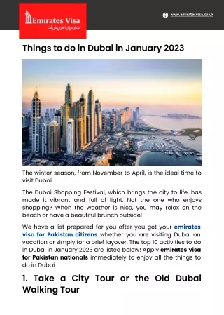 Things to do in Dubai in January 2023