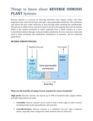 things to know about reverse osmosis plant systems