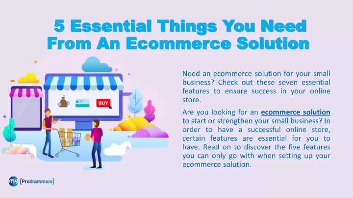 5 essential things you need from an ecommerce solution