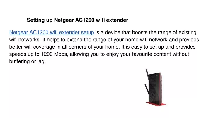 setting up netgear ac1200 wifi extender
