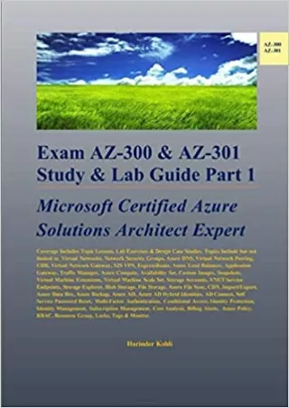 READ Exam AZ 300 AZ 301 Study Lab Guide Part 1 Microsoft Certified Azure Solutions