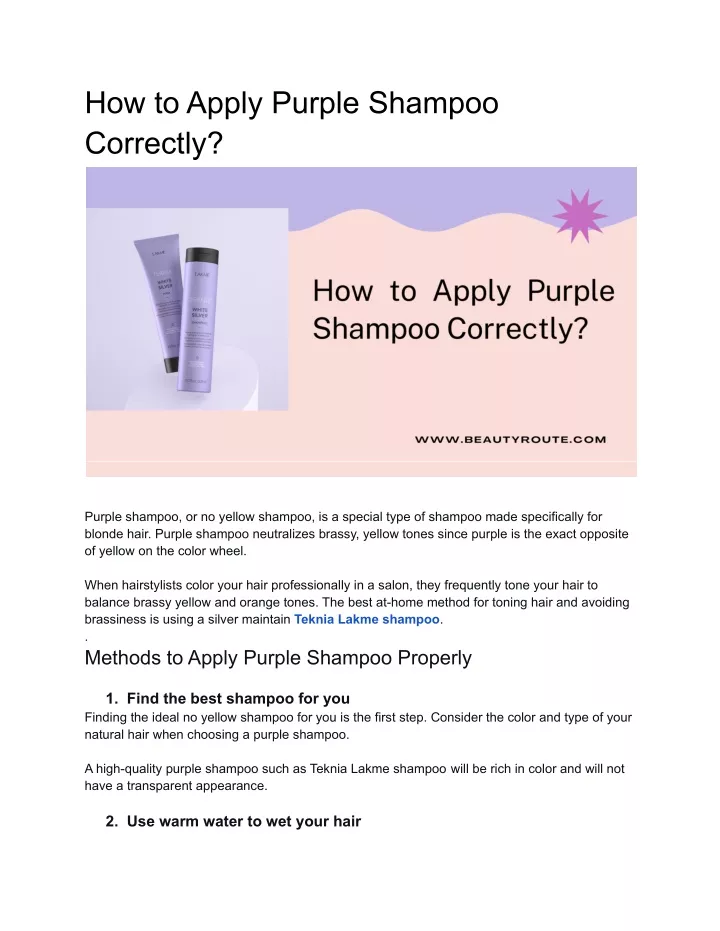 how to apply purple shampoo correctly