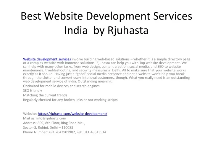 best website development services india by rjuhasta