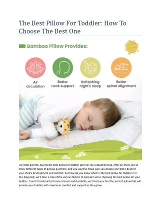 The Best Pillow For Toddler How To Choose The Best One
