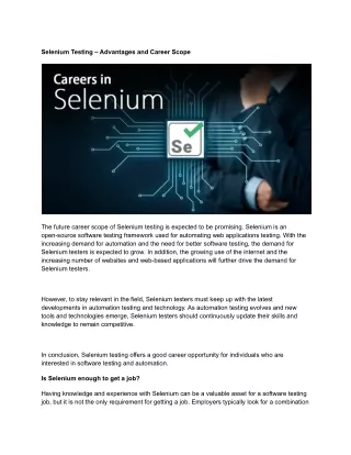 selenium testing advantages and career scope