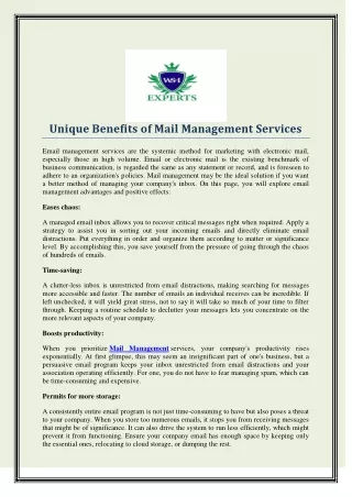 Unique benefits of Mail Management Services