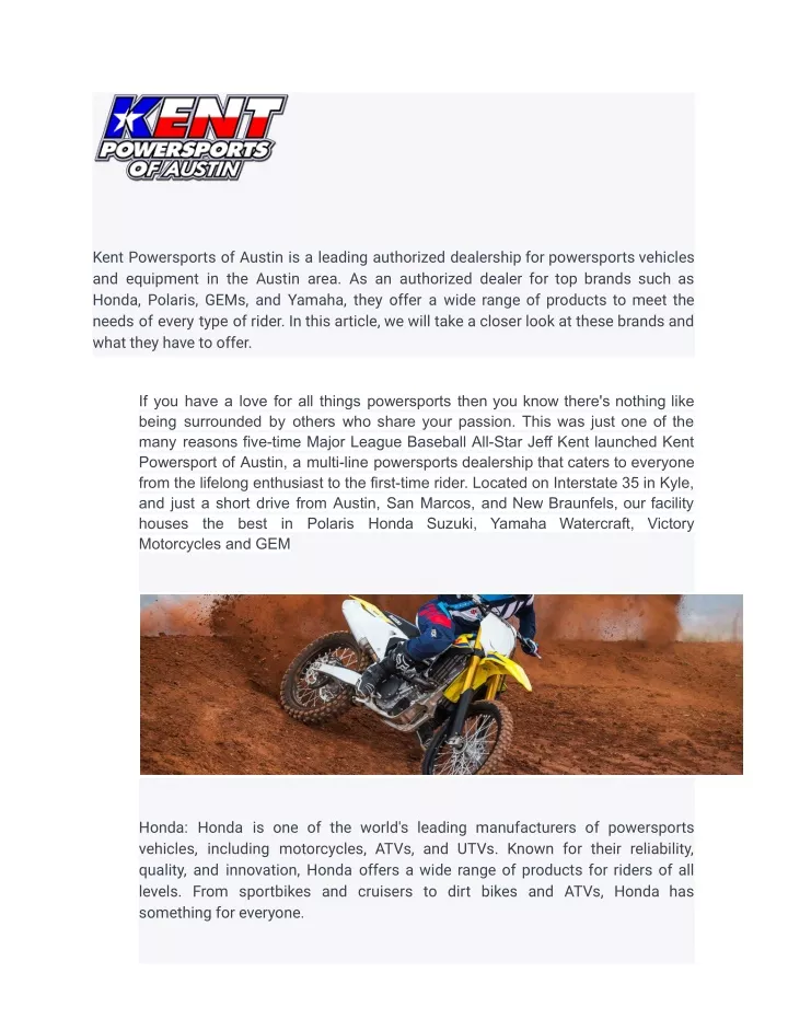 kent powersports of austin is a leading
