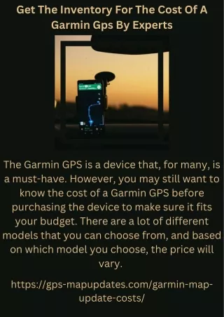 Get The Inventory For The Cost Of A Garmin Gps By Experts