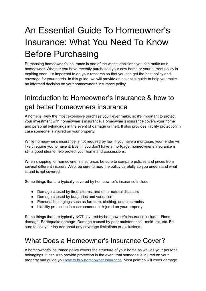an essential guide to homeowner s insurance what