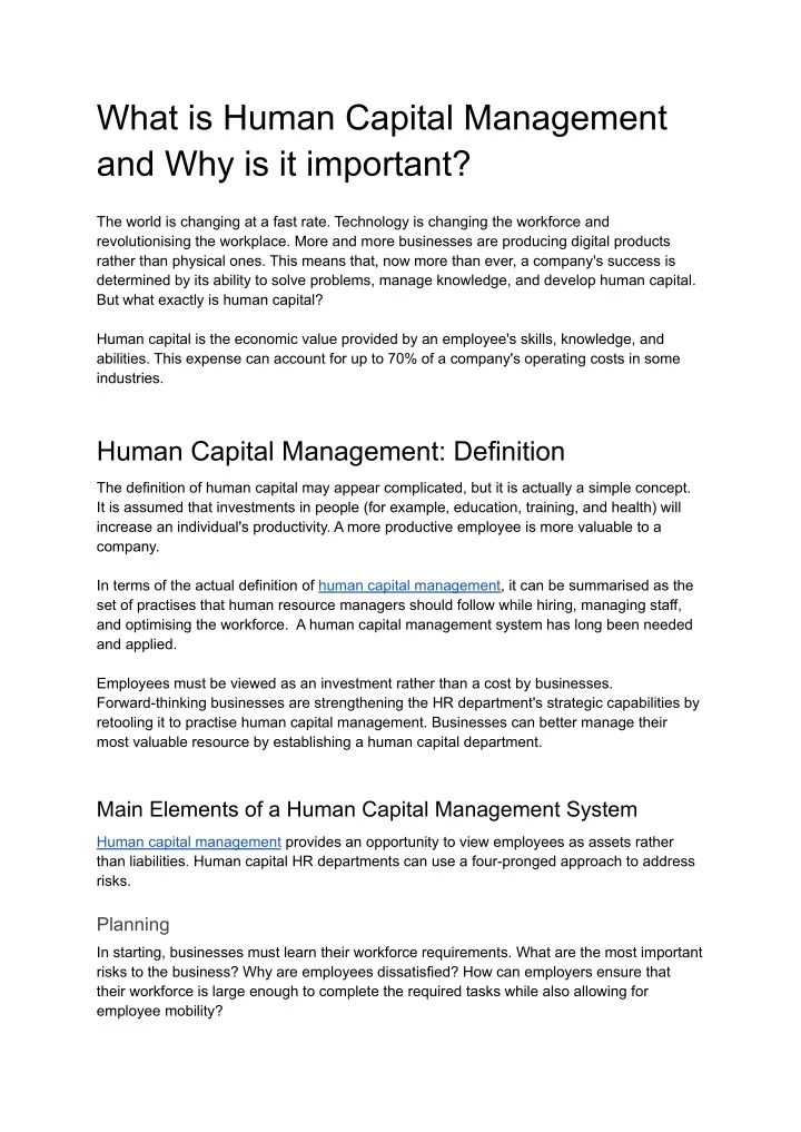 what is human capital management