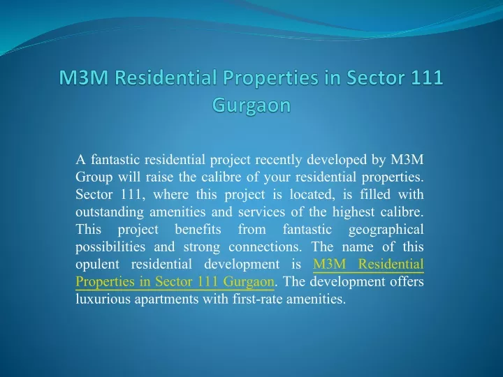 m3m residential properties in sector 111 gurgaon