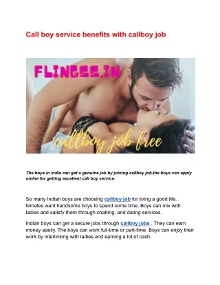 call boy service benefits with callboy job
