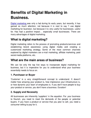 Benefits of Digital Marketing in Business