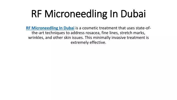 rf microneedling in dubai