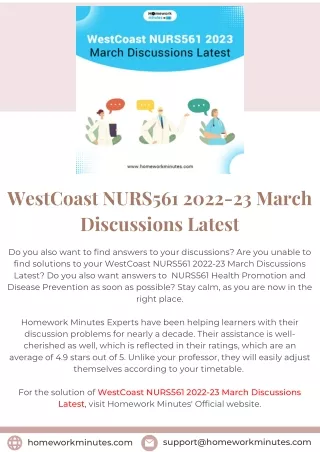 WestCoast NURS561 2022-23 March Discussions Latest