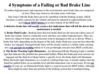 4 Symptoms of a Failing or Bad Brake line