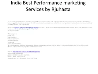 India Best Performance marketing Services by Rjuhasta