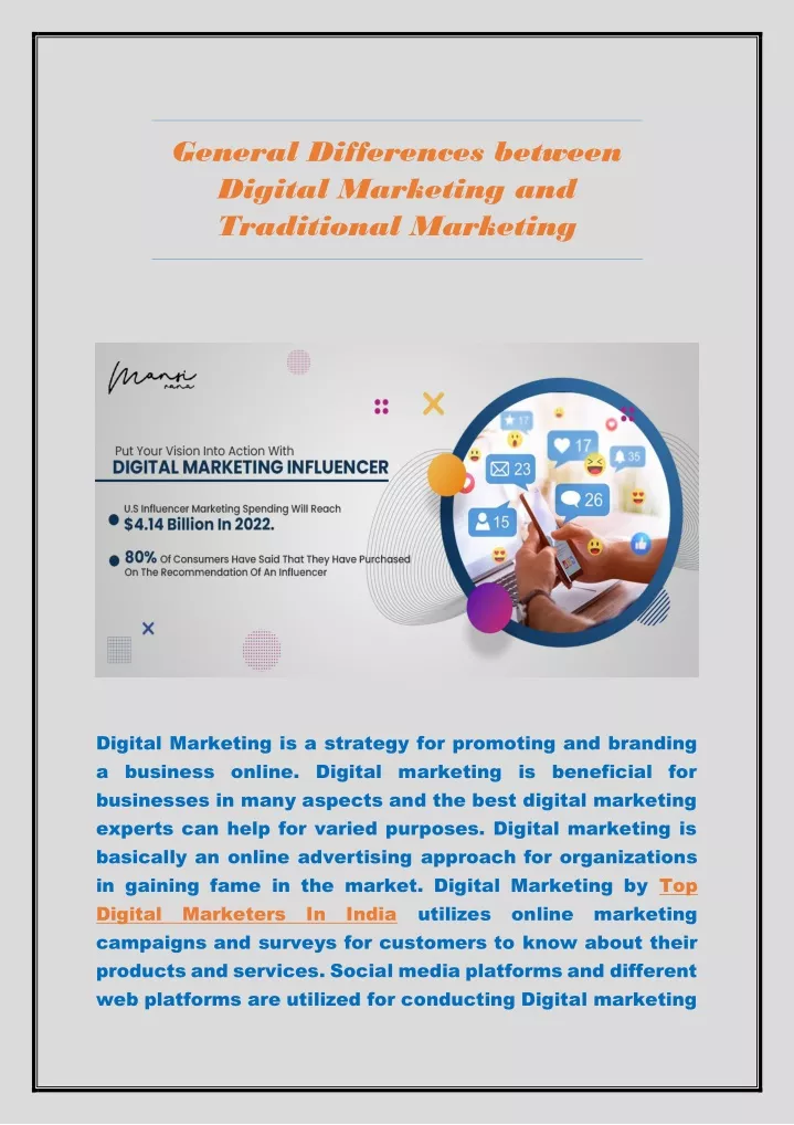 general differences between digital marketing