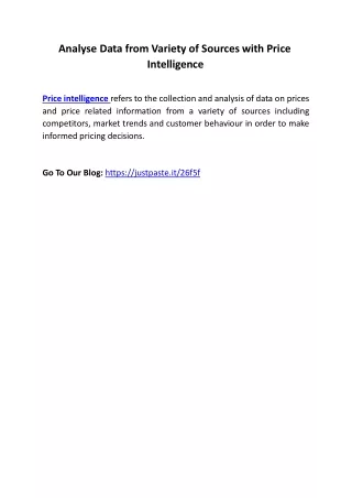 analyse data from variety of sources with price