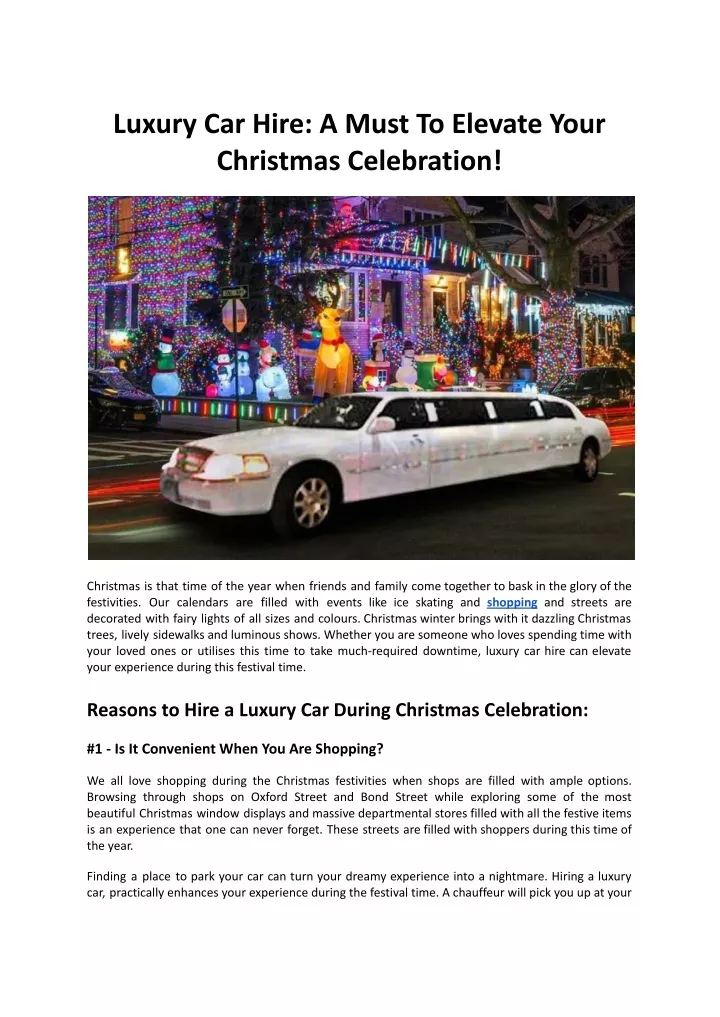 luxury car hire a must to elevate your christmas