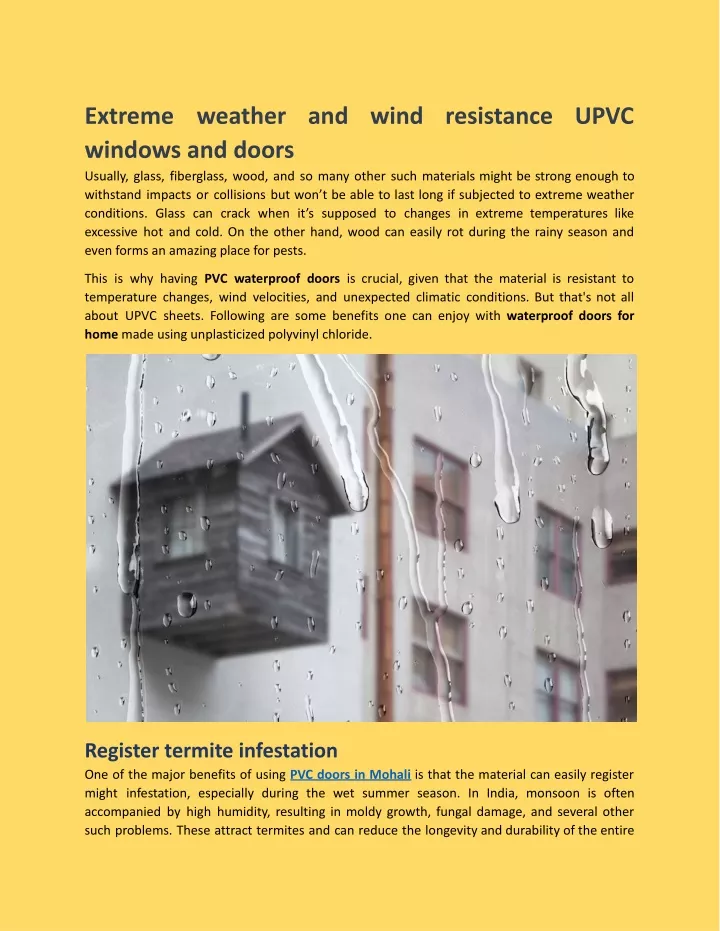 extreme weather and wind resistance upvc windows